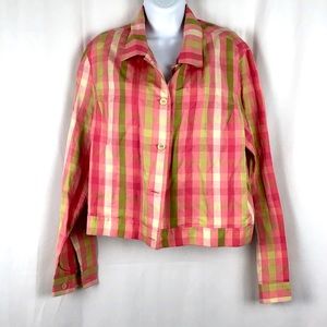 David Brooks Silk/Linen collared jacket L